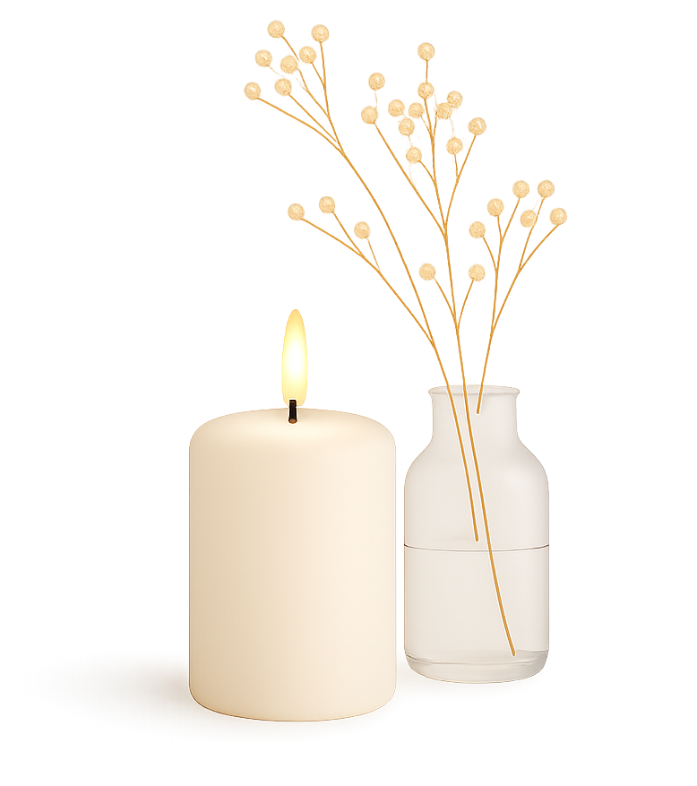 Kerze mit Vase